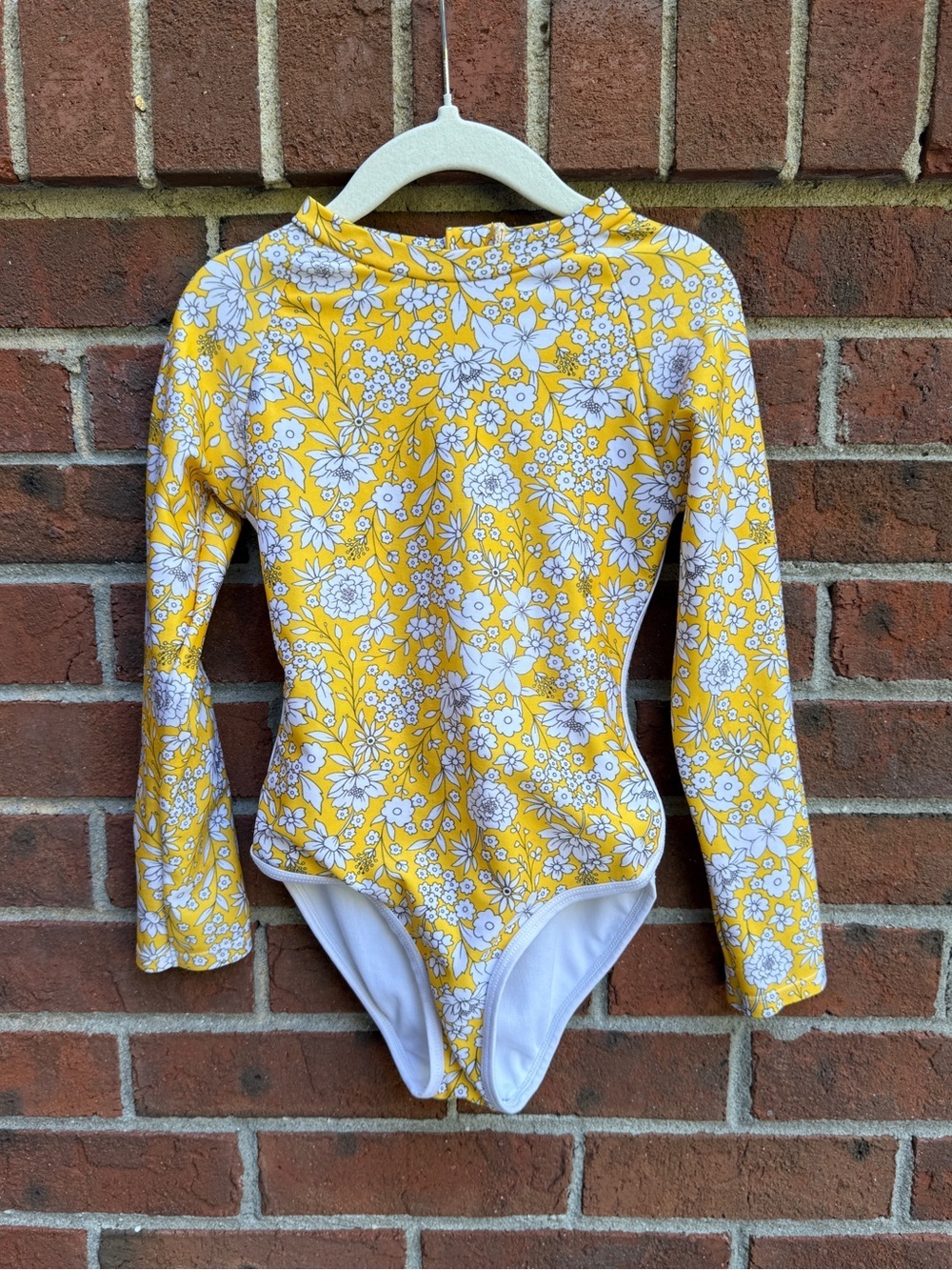 Target Art Class Yellow Floral UPF Rash guard Long Sleeve Swimsuit XS 4/5 girls